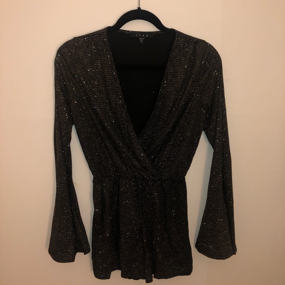 Black/Bronze Glitz Romper
